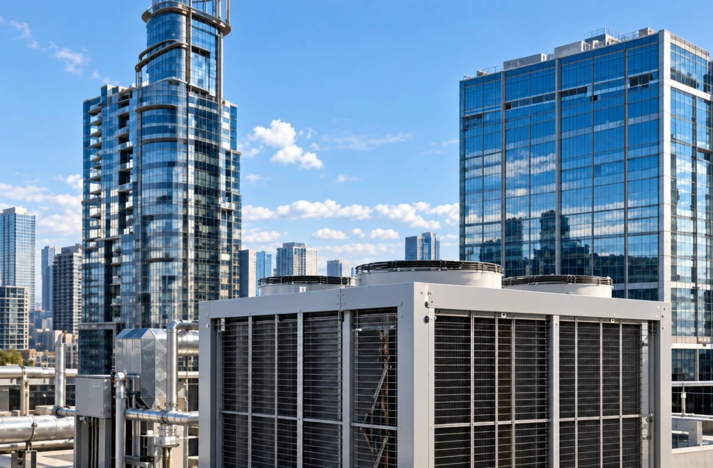 Rooftop HVAC plant on a commercial building