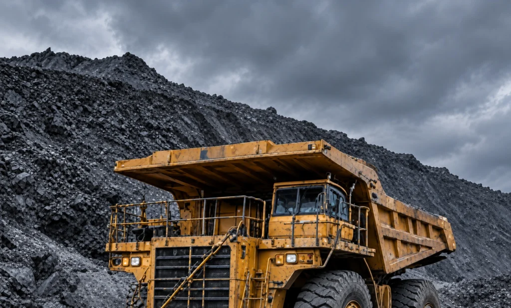 Mining haul truck at an open-cut mine site