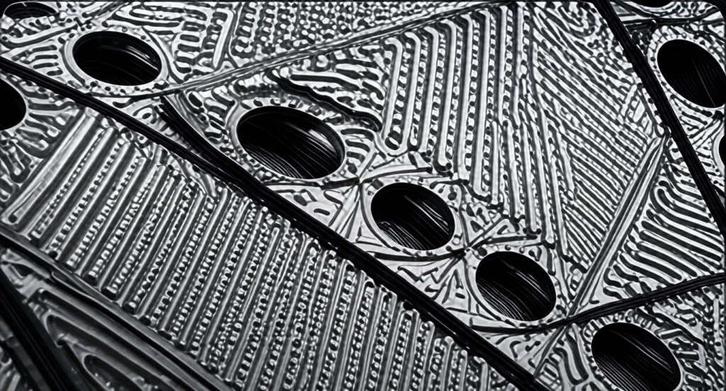 Close-up of a pressed heat exchanger plate
