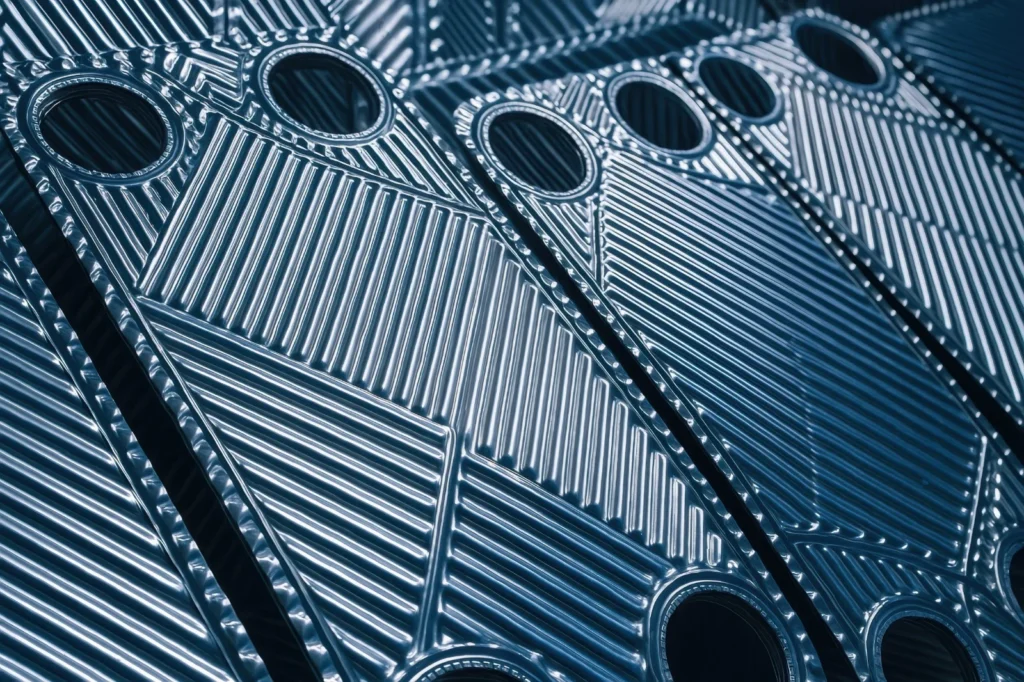 Chevron pattern pressed into a heat exchanger plate